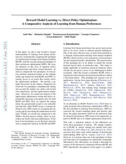 Reward Model Learning vs. Direct Policy Optimization: A Comparative
  Analysis of Learning from Human Preferences