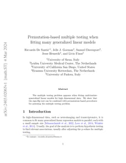 Permutation-based multiple testing when fitting many generalized linear
  models