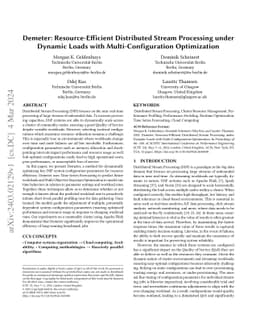 Demeter: Resource-Efficient Distributed Stream Processing under Dynamic
  Loads with Multi-Configuration Optimization