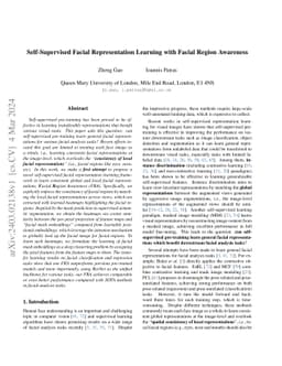 Self-Supervised Facial Representation Learning with Facial Region
  Awareness