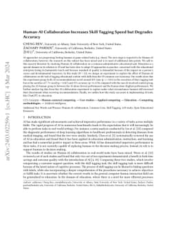 Human-AI Collaboration Increases Skill Tagging Speed but Degrades
  Accuracy