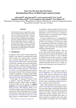 Views Are My Own, but Also Yours: Benchmarking Theory of Mind Using
  Common Ground