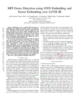 MPI Errors Detection using GNN Embedding and Vector Embedding over LLVM
  IR