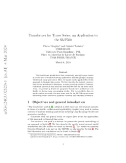 Transformer for Times Series: an Application to the S&P500