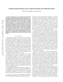 A Reduced-Order Resistive Force Model for Robotic Foot-Mud Interactions