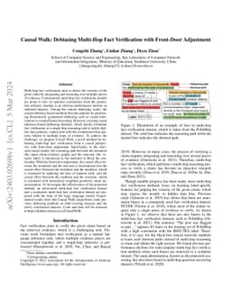 Causal Walk: Debiasing Multi-Hop Fact Verification with Front-Door
  Adjustment