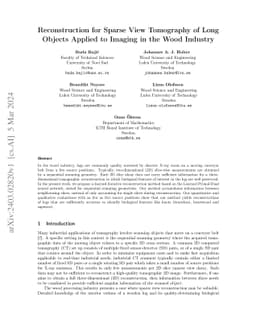 Reconstruction for Sparse View Tomography of Long Objects Applied to
  Imaging in the Wood Industry