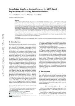 Knowledge Graphs as Context Sources for LLM-Based Explanations of
  Learning Recommendations