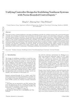 Unifying Controller Design for Stabilizing Nonlinear Systems with
  Norm-Bounded Control Inputs