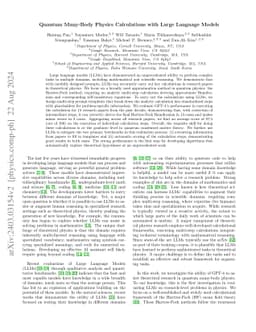 Quantum Many-Body Physics Calculations with Large Language Models