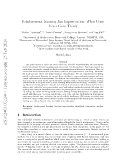 Reinforcement Learning Jazz Improvisation: When Music Meets Game Theory