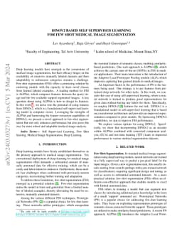DINOv2 based Self Supervised Learning For Few Shot Medical Image
  Segmentation