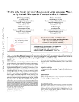 "It's the only thing I can trust": Envisioning Large Language Model Use
  by Autistic Workers for Communication Assistance