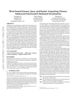Wrist-bound Guanxi, Jiazu, and Kuolie: Unpacking Chinese Adolescent
  Smartwatch-Mediated Socialization
