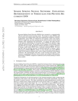 Sparse Spiking Neural Network: Exploiting Heterogeneity in Timescales
  for Pruning Recurrent SNN