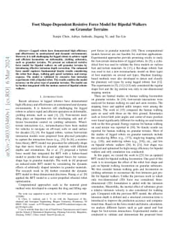 Foot Shape-Dependent Resistive Force Model for Bipedal Walkers on
  Granular Terrains