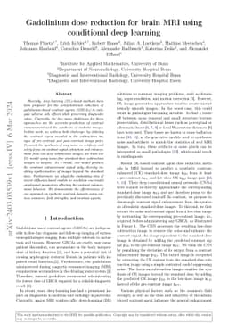 Gadolinium dose reduction for brain MRI using conditional deep learning
