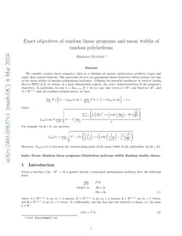 Exact objectives of random linear programs and mean widths of random
  polyhedrons