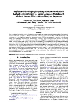 Rapidly Developing High-quality Instruction Data and Evaluation
  Benchmark for Large Language Models with Minimal Human Effort: A Case Study
  on Japanese
