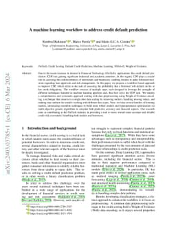 A machine learning workflow to address credit default prediction