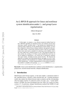 An L-BFGS-B approach for linear and nonlinear system identification
  under $\ell_1$- and group-Lasso regularization