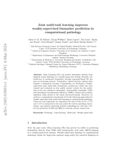 Joint multi-task learning improves weakly-supervised biomarker
  prediction in computational pathology