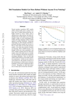 Did Translation Models Get More Robust Without Anyone Even Noticing?