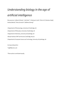 Understanding Biology in the Age of Artificial Intelligence