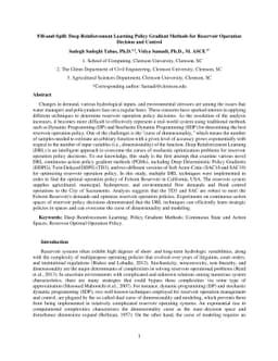 Fill-and-Spill: Deep Reinforcement Learning Policy Gradient Methods for
  Reservoir Operation Decision and Control