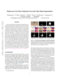 Depth-aware Test-Time Training for Zero-shot Video Object Segmentation