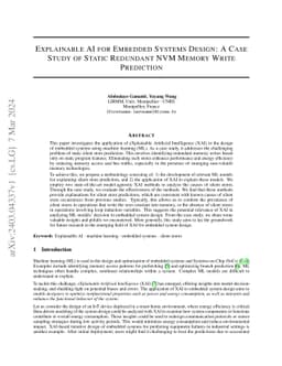Explainable AI for Embedded Systems Design: A Case Study of Static
  Redundant NVM Memory Write Prediction