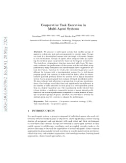 Cooperative Task Execution in Multi-Agent Systems