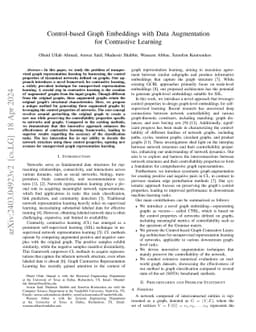 Control-based Graph Embeddings with Data Augmentation for Contrastive
  Learning