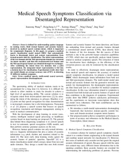 Medical Speech Symptoms Classification via Disentangled Representation