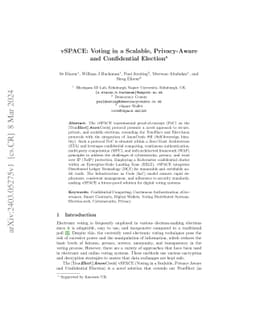 vSPACE: Voting in a Scalable, Privacy-Aware and Confidential Election