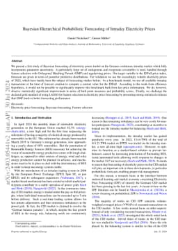 Bayesian Hierarchical Probabilistic Forecasting of Intraday Electricity
  Prices