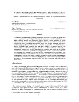 Cultural Bias in Explainable AI Research: A Systematic Analysis