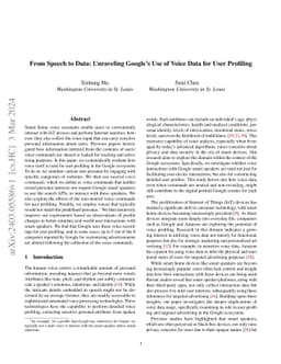 From Speech to Data: Unraveling Google's Use of Voice Data for User
  Profiling