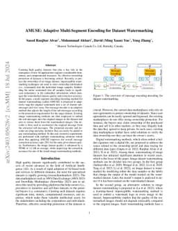 AMUSE: Adaptive Multi-Segment Encoding for Dataset Watermarking