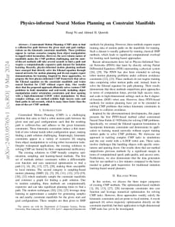 Physics-informed Neural Motion Planning on Constraint Manifolds