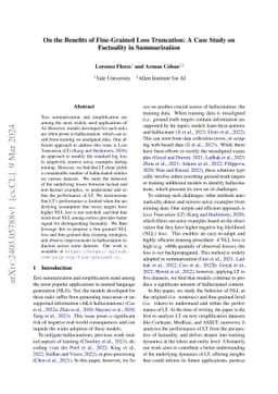 On the Benefits of Fine-Grained Loss Truncation: A Case Study on
  Factuality in Summarization