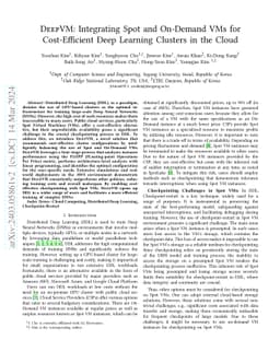 DeepVM: Integrating Spot and On-Demand VMs for Cost-Efficient Deep
  Learning Clusters in the Cloud