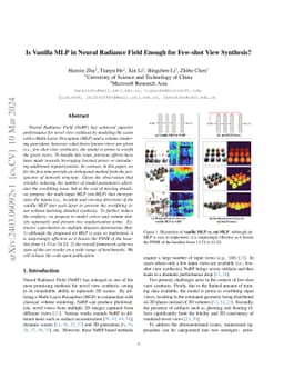 Is Vanilla MLP in Neural Radiance Field Enough for Few-shot View
  Synthesis?