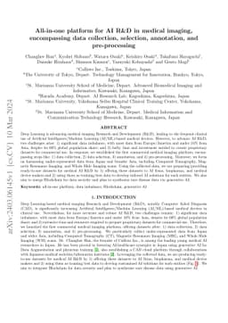 All-in-one platform for AI R&D in medical imaging, encompassing data
  collection, selection, annotation, and pre-processing