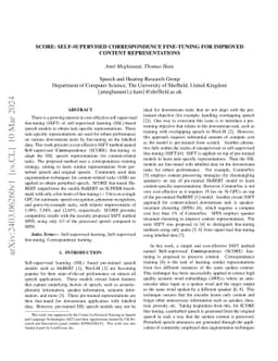 SCORE: Self-supervised Correspondence Fine-tuning for Improved Content
  Representations