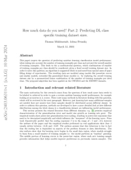 How much data do you need? Part 2: Predicting DL class specific training
  dataset sizes