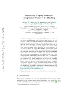 Eliminating Warping Shakes for Unsupervised Online Video Stitching