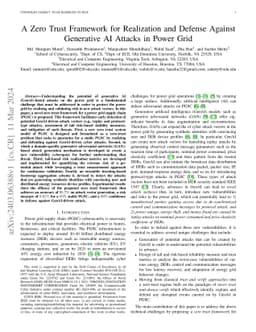 A Zero Trust Framework for Realization and Defense Against Generative AI
  Attacks in Power Grid