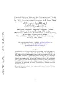 Tactical Decision Making for Autonomous Trucks by Deep Reinforcement
  Learning with Total Cost of Operation Based Reward