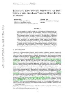 Enhancing Joint Motion Prediction for Individuals with Limb Loss Through
  Model Reprogramming